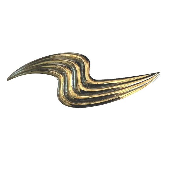 Vintage ABSTRACT RIBBON BROOCH Pin Gunmetal Grey Costume Jewelry - Picture 1 of 4